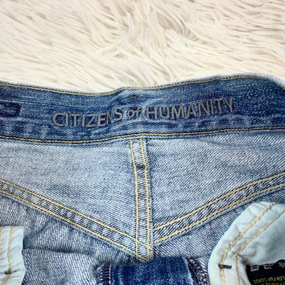 Citizens of Humanity Distressed High Rise Denim Jean Shorts Size 24 - Picture 3 of 8